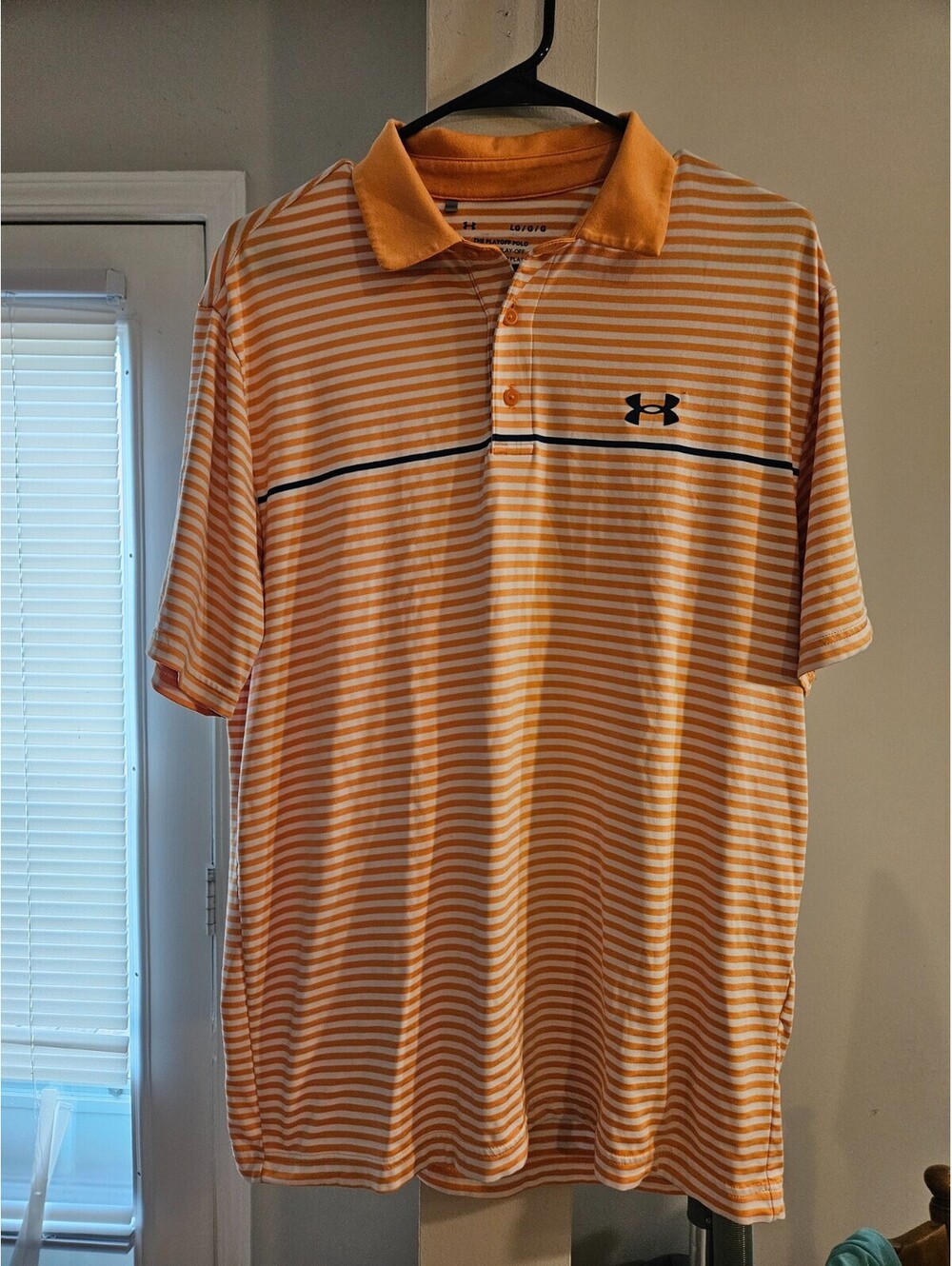 Under Armour UA Playoff Polo 2.0 Heatgear Mens Size Large Orange White Navy Blue